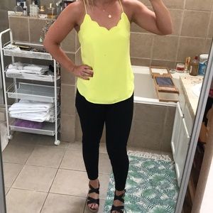 J.Crew Scalloped Neon Yellow Tank